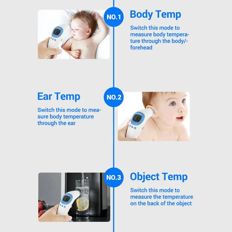 

Muti-fuction Baby Adult Non-Contact Forehead Ear LCD IR Infrared Digital Laser Thermometer Fast Measurement Device