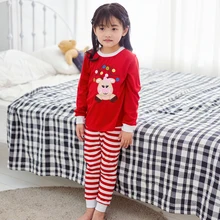 Pettigirl/комплекты рождественской вечеринки с оленем для девочек; красные Топы+ полосатые штаны; повседневная одежда; детские пижамы; детская одежда; HCS41111-07