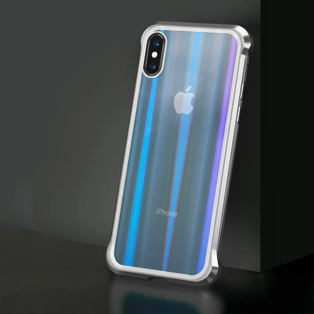 Чехол Aurora с магнитной оправой, без рамки, для iPhone X, XS, XR, MAX, 7, 8 Plus, противоударный, с одной стороны, без рамки, чехол - Цвет: Silver
