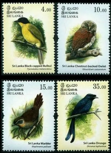 4 Pz/Set Nuovo Sri Lanka Timbro Postale 2017 Francobolli Uccelli Rari Mnh