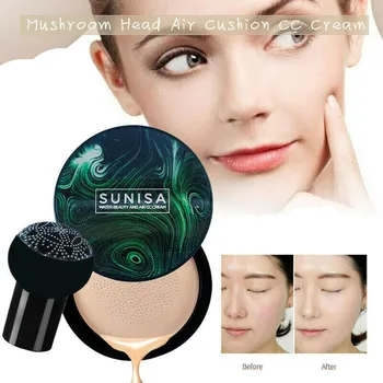 

Air Cushion BB Cream Waterproof Brightens Isolation Concealer Oil Control Moisturizing Foundation +Head Mushroom Sponge 10.19