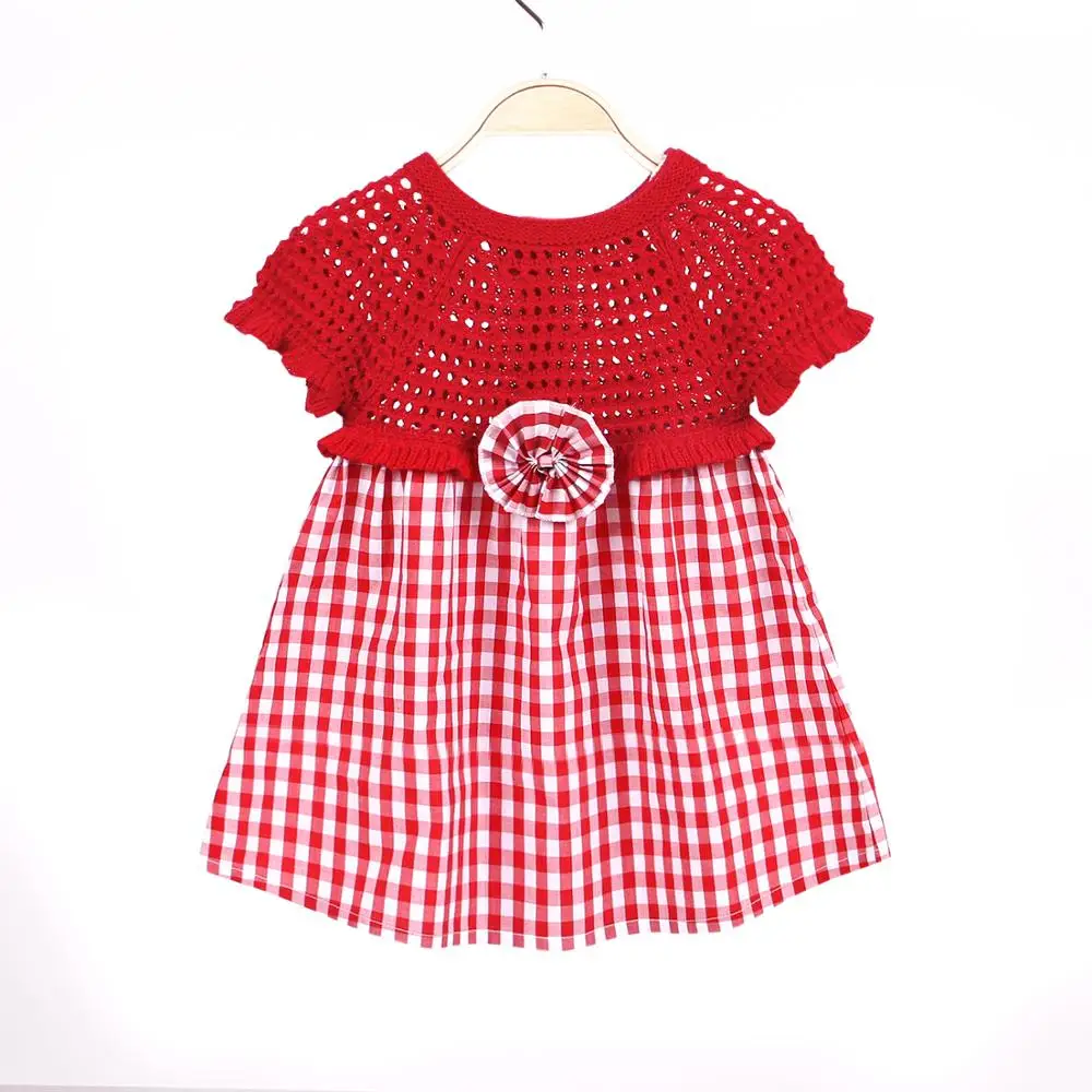 

Summer Baby Girls Clothes Floral Crocheted Newborn Infant Kids Dress Casual Shore Sleeved Toddler Children's Dresses 1-4Yrs Wear