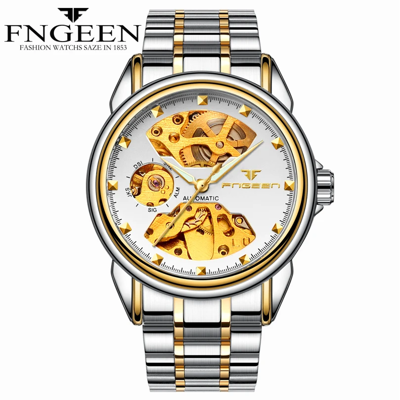 

FNGEEN Luxury Brand Mechanical Wristwatch Hollow-out Men Business Automatic Watch Waterproof Gift Montre Homme