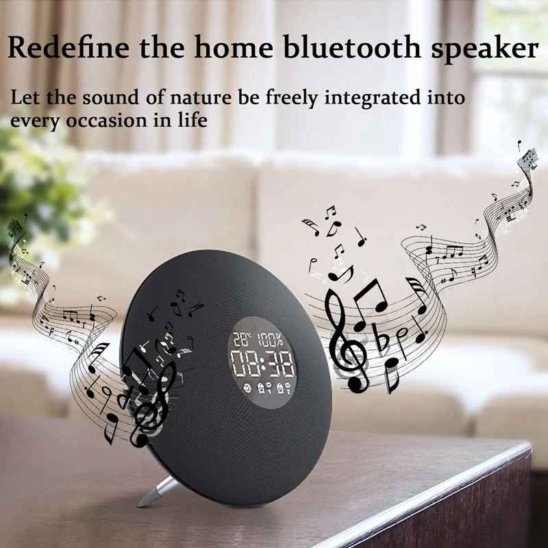 AMS-Alarm Clock with Fm Radio 10W 3600Mah Wireless Bluetooth Speaker Aux Tf Music Player Real-Time Ambient Temperature Display
