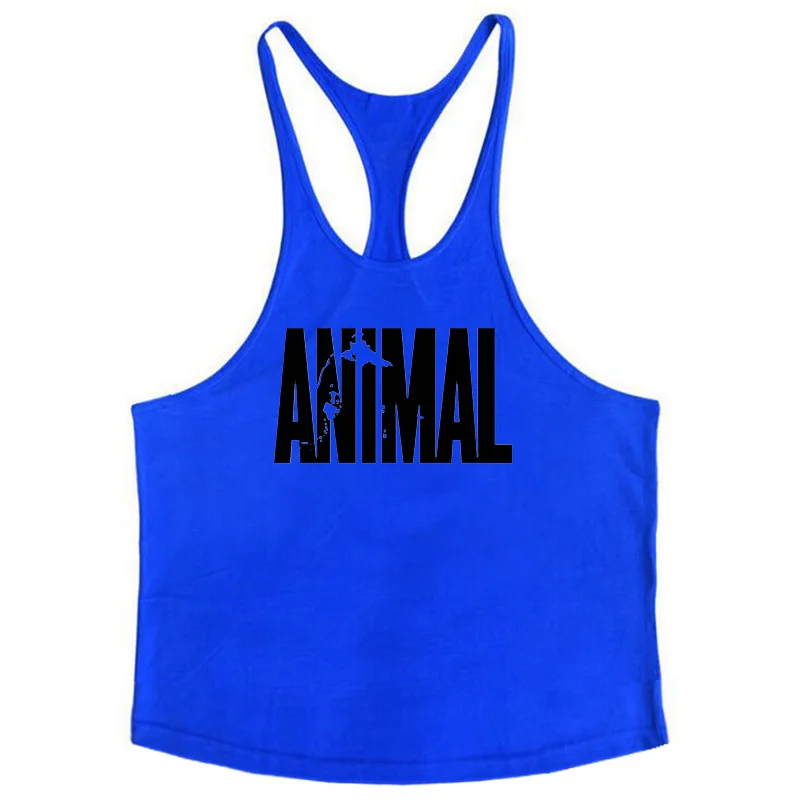 blue94 New brand gym clothing Singlets Mens Tank Top Muscle Sleeveless Shirt Y Back Stringer Tanktop Bodybuilding Fitness mens Vest - Цвет: blue94