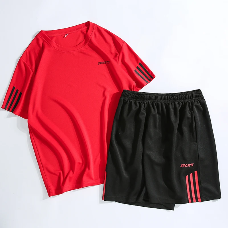 two-piece suit Casual sports suit men's summer short-sleeved T-shirt loose half-sleeved clothes Trendy Men's T-shirt Shorts Set two-piece suit Casual sports suit men's summer short-sleeved T-shirt loose half-sleeved clothes Trendy Men's T-shirt Shorts Set