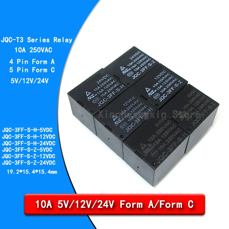 JQC-3FF-S-H -Z T73 5V12VDC24V 4 feet/5 feet 10A Form A/Form C Original small electromagnetic home appliance power relay