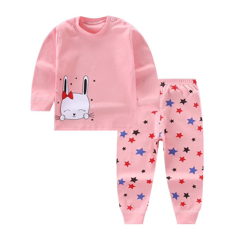 

12M-7T Long Sleeve Children's Pajamas 100% Cotton Kids Clothes Tops+pants Nightwear Clothing Toddler Boy Girl Sets Girl Clothes
