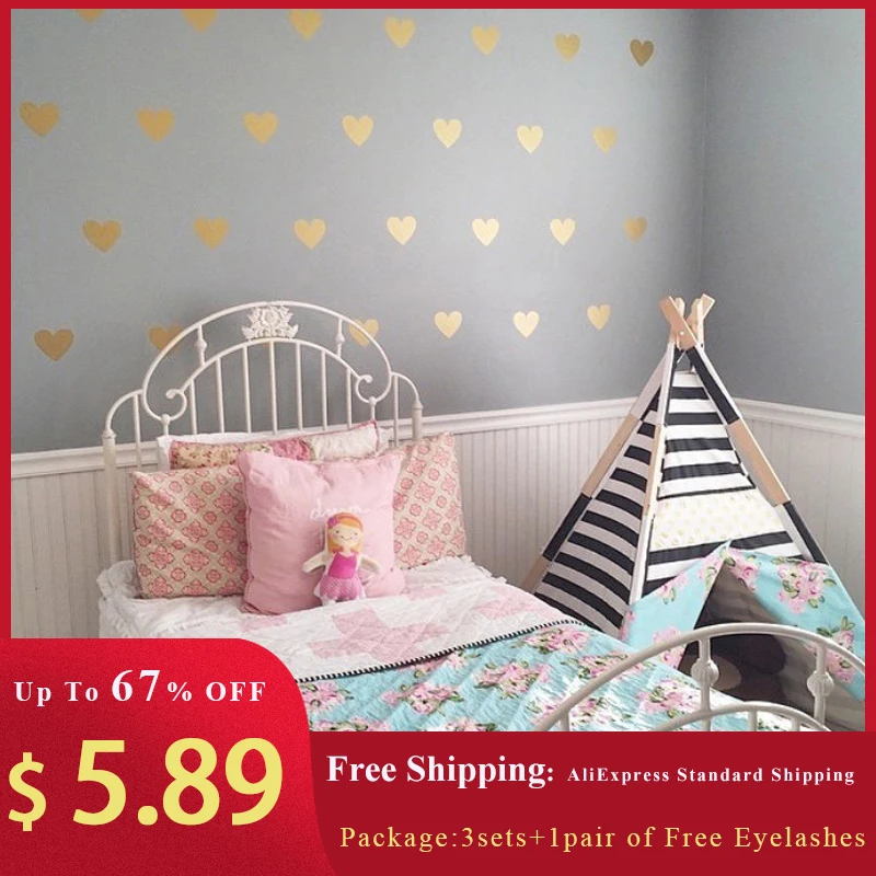 

3 Sets Heart Wall Sticker For Baby Girl Room Decorative Stickers Nursery Bedroom Wall Stickers Multiple Color Combinations Decal