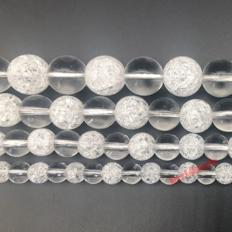 

Natural Stone Mixed Snow Cracked and White Quartz Crystal Beads For Jewelry Making DIY Bracelet Necklace