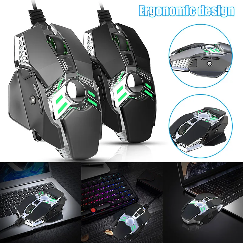 Горячая Проводная игровая мышь 6400 dpi 7Key программируемые геймерские мыши с подсветкой для портативных ПК для DOY