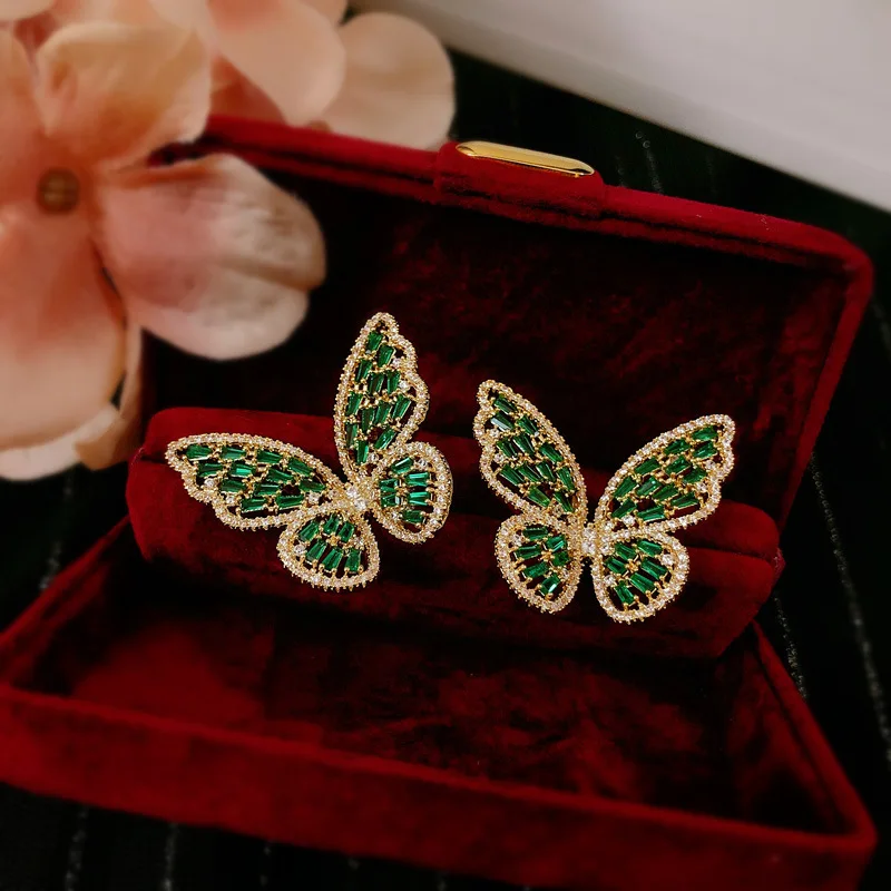 Женские серьги-гвоздики из фианита, 925 игл