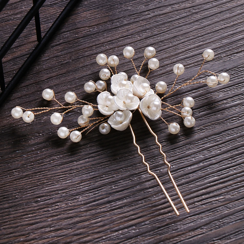 Barrette Cheveux Enfant - Blanc Bleu Marine Fleur - Cérémonie/Mariage