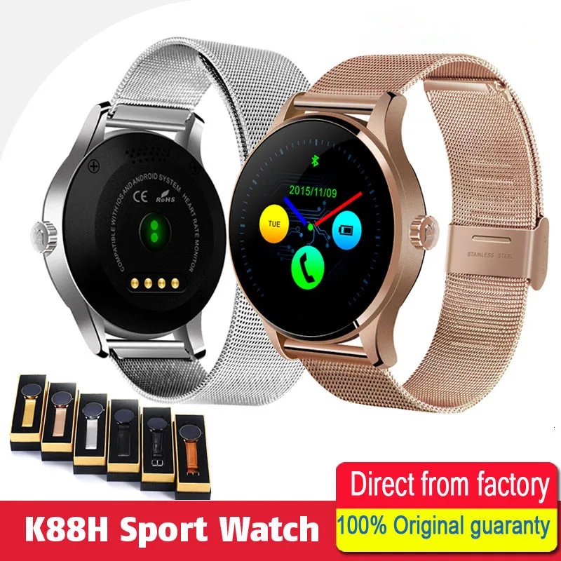 

K88H Smart Watch 1.22 Inch IPS Round Screen Support Sport Heart Rate Pedometer Monitor Bluetooth SmartWatch For IOS Android