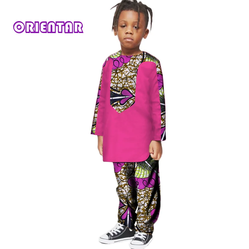 Детская одежда в африканском стиле для мальчиков Комплекты из топов и штанов