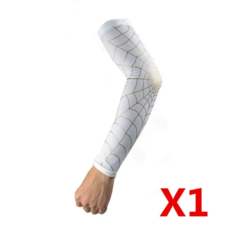 1 piece white Spiderweb гетры для рук для велоспорта, защита от солнца, УФ, для баскетбола, защита локтя, для спорта, тенниса, велосипеда, волейбола, футбола, паутина, повязка на руку - Цвет: 1 piece white