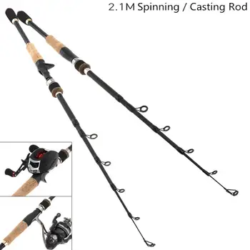 

2.1m Simulation Wood Grain 6 Section Carbon Fiber Lure Fishing Rod Ultra Light Spinning /Casting Fishing Pole