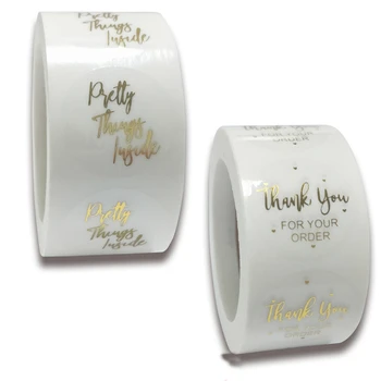 

500Pcs/roll Round Gold Foil Pretty Thank You Stickers For Your Order 1 Inch Wedding Pretty Gift Cards Sealing Label Stickers