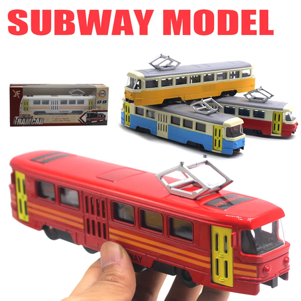 Классический поезд, трамвай, литая под давлением, оттягивающая модель, светодиодный, развивающая игрушка для детей
