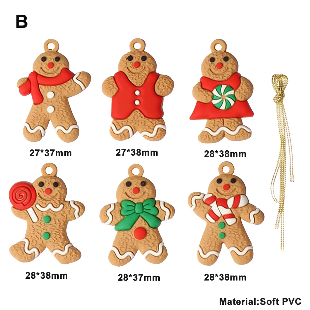 12 piezas de hombre de jengibre para árbol de Navidad, colgante para árbol de Navidad, adorno decorativo 2024 2024, envío rápido más nuevo, lindo y divertido regalo para niños