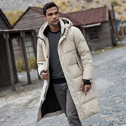 Veste longue en duvet pour hommes, chapeau épais et chaud, de qualité supérieure, Parka imperméable et coupe vent, jusqu'à 30 degrés, taille 3XL, nouvelle collection hiver 2020 