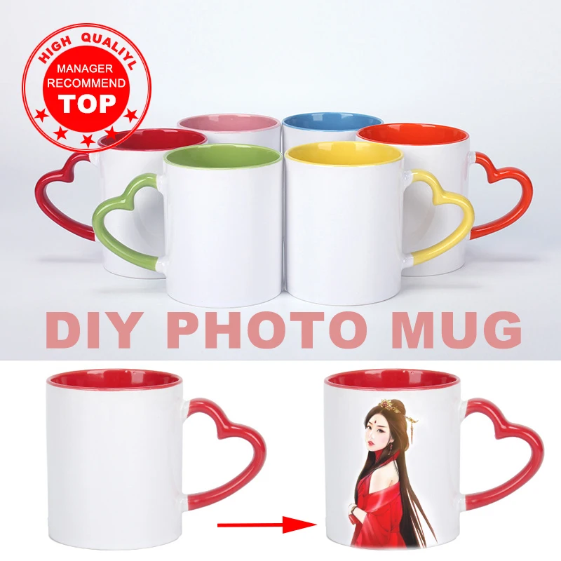 Пользовательские печатные многоцветные ручки кружка DIY фото логотип текст кофе