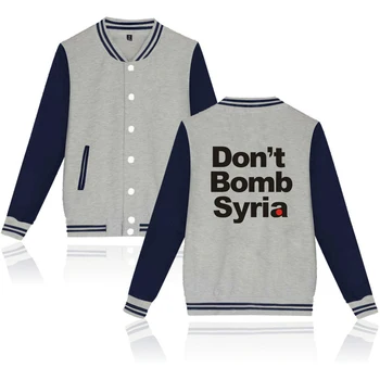 

LUCKYFRIDAYF Don't Bomb Syria Print Jacket Fashion Casual Women Hip Hop Don't Bomb Syria Print Baseball Jacket Clothes