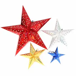 Стерео лазер пятиконечная звезда Рождественский Бумага оценку в пять звезд торговый центр школы Бар Висячие украшения кулон