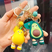 Fruit Doll Keychain Green Avocado Red Strawberry Yellow Pear Orange PVC Pendant Bag Car Keyring Girl Boy Couple Cute Trinket Gif 2