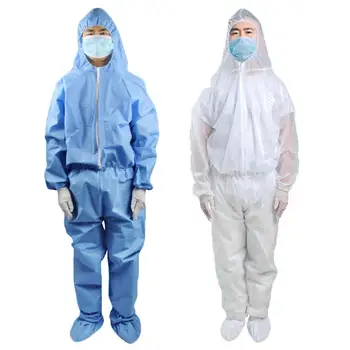 

Disposable Unisex Anti Droplet Hooded Zip Laboratory Isolation Protective Coverall Windproof, dustproof and anti-spitting