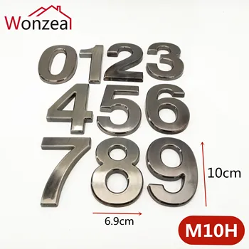 

10cm 0123456789 ABS Plastic Door Plate Modern Door Address Plaque Door Number House Hotel Digits Sticker Plate Sign Gray Color