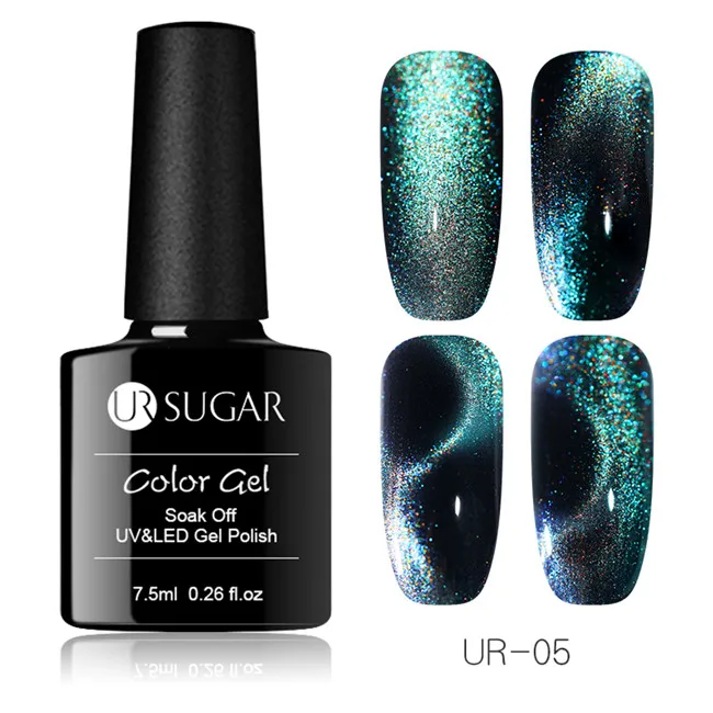 UR SUGAR 9D Chameleon Cat Eye Nail Gel Galaxy Magnetic Soak Off UV/LED Nail Varnish Semi Permanent Manicure Gel Lacquer 7.5ml - Цвет: glassbottle 9D5