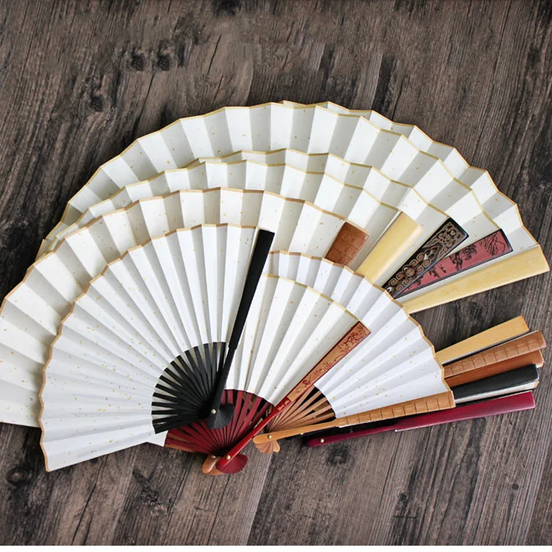 Retro Blank Wood Folding Hand Fan Japanese Chinese Pocket Fan Painting DIY 
