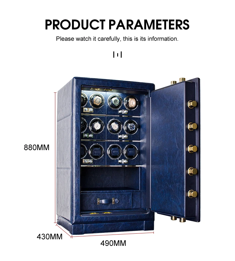 Сейф для намотки часов 12 автоматическая коробка для хранения часов и ювелирных изделий-с двойным цифровым и карточным замком безопасности