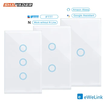 

Wifi Smart Light Switch Touch Glass Panel US Remote Voice Control Ewelink Work with Alexa Google Home IFTTT No need Neture Line