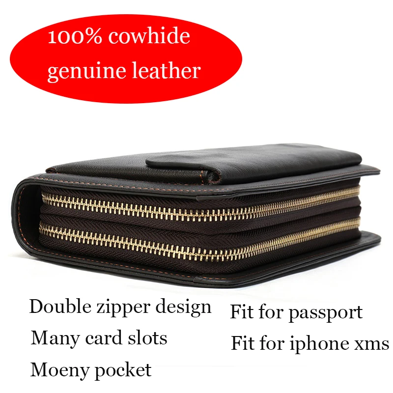 WESTAL men's leather purse wallet male clutch bag leather wallet short -  Austin Leather