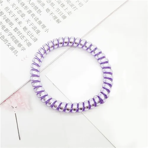 Elastic Clear Telephone Wire Hair Bands Plastic Gum For Hair Ties No Crease Coil Hair Tie Ponytail Hairband Hair Accessories - Цвет: A9