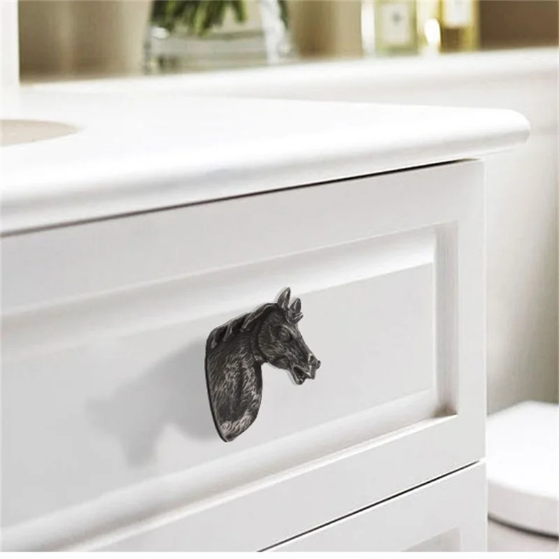 Zinc Alloy Cabinet Knobs Door Pull Handles Horse Head Deer Cupboard Drawer Wardrobe Furniture Handle Kids Kitchen Home Decor door handles,cabinet handles