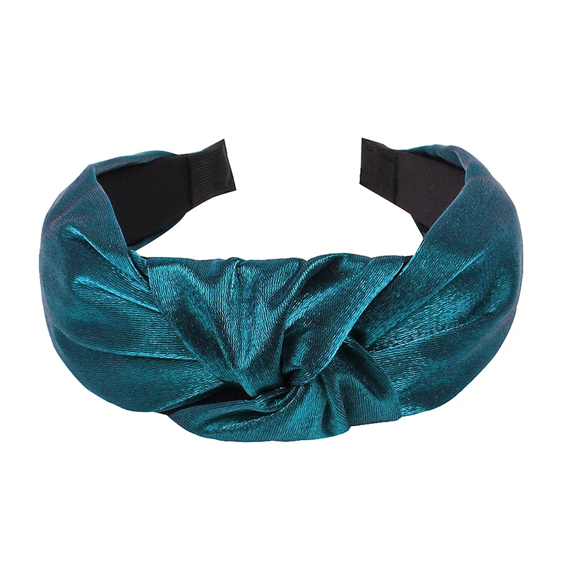 1Pcs Bright Color Satin Cross Knotted Wide Headband For Women Korean Soft Hairband Head Hoop Turban Girls Cute Hair Accessories