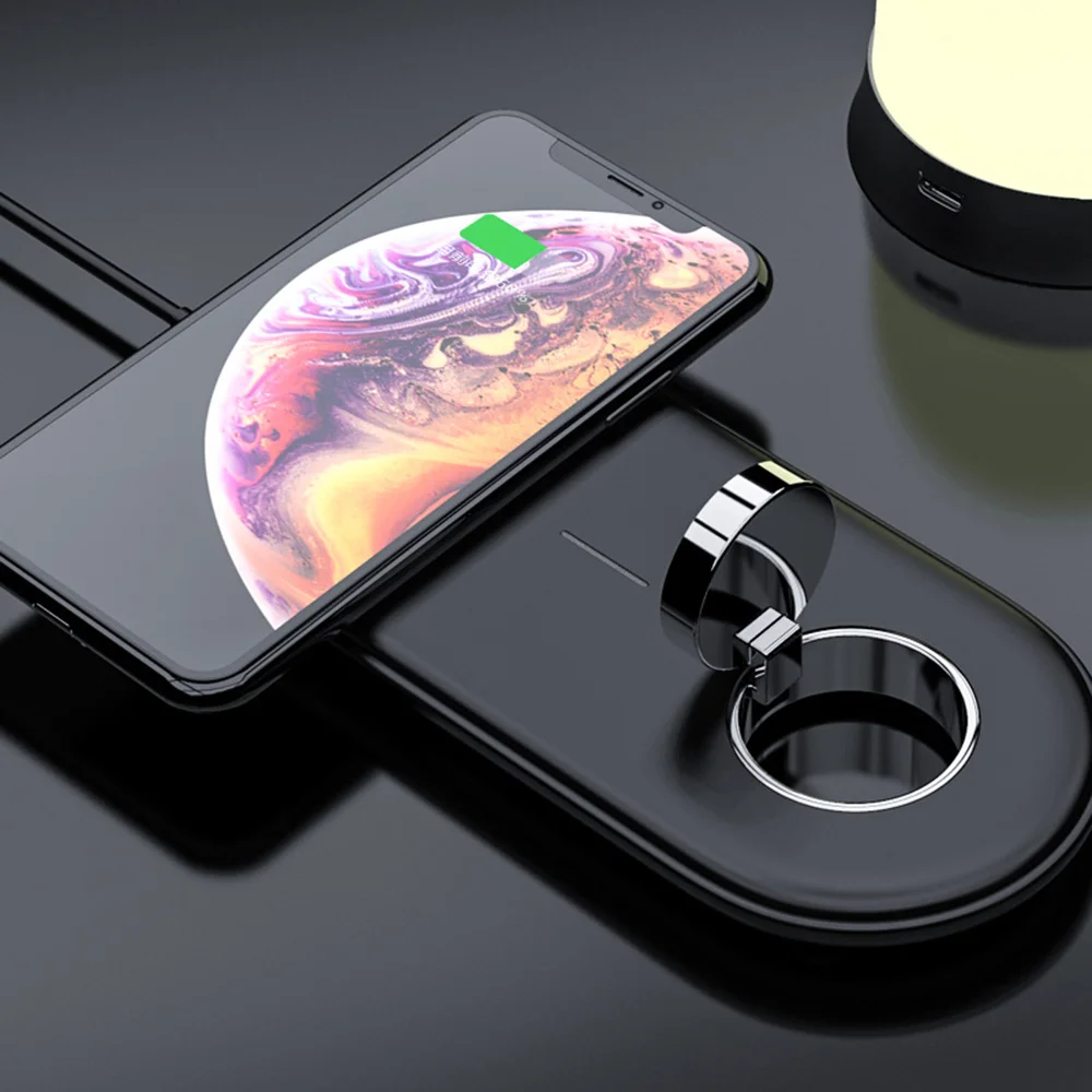 02 Портативное зарядное устройство для iphone 8 Plus X XR 2 в 1 Беспроводное зарядное устройство s для Apple Watch 4 3 2 без usb-зарядного устройства зарядная станция - Тип штекера: 02