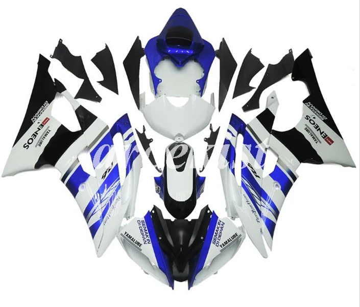 ABS литья под давлением Обтекатели комплект подходит для YAMAHA YZF-R6 2008- 08 09 10 11 12 13 14 15 16 Кузов Набор белый синий
