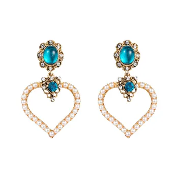

Fashion Simple Crystal Pearl Heart Earrings for Women Statement Dangle Earrings Drop Earrings Party Jewelry Trendy Accessories