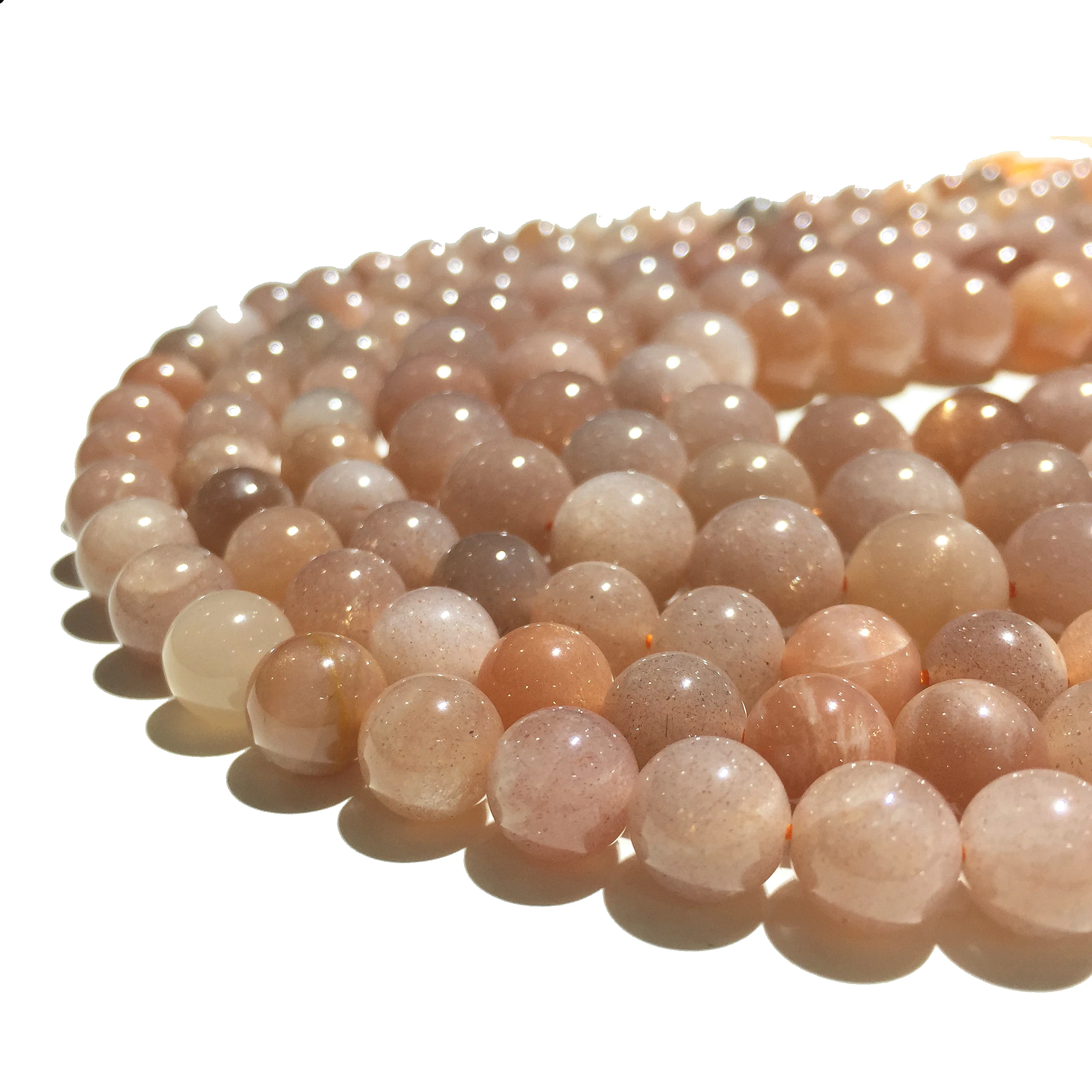 

8mm Natural Orange Moonstone Round Loose Beads Gemstone Spacer Jewelry for Making DIY Bracelet Necklace Accessory Factory Price