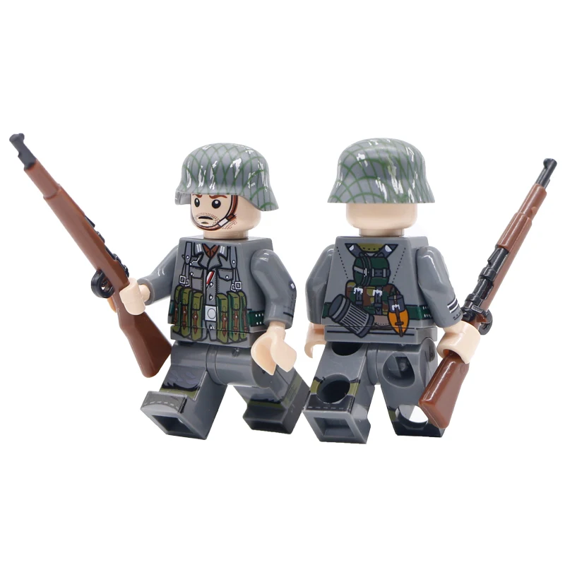

WW2 Military German Soldiers Building Blocks Set Army Officer Figure 98k Gun Printed Helmet Parts Compatible Brick Toys For Boys
