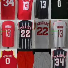 Мужские baskeball Хьюстон Джеймс Харден Уэстбрук Оладжьювон Клайд Дрекслер Шорты Майки