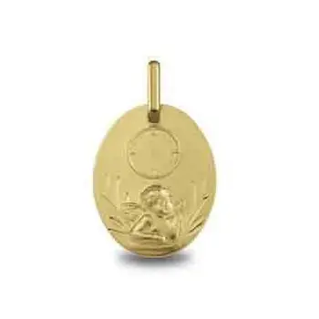 

Child gold oval medal with guardian angel and watch