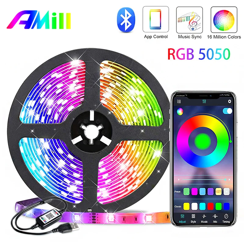 10 м Bluetooth Iuces RGB 5050 SMD Светодиодная лента s осветительные приборы USB для декора