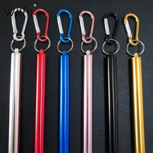 4 шт многоразовые телескопические металлические соломинки Складная нержавеющая сталь Питьевая соломинка Портативный Телескопический чехол щетки для очистки