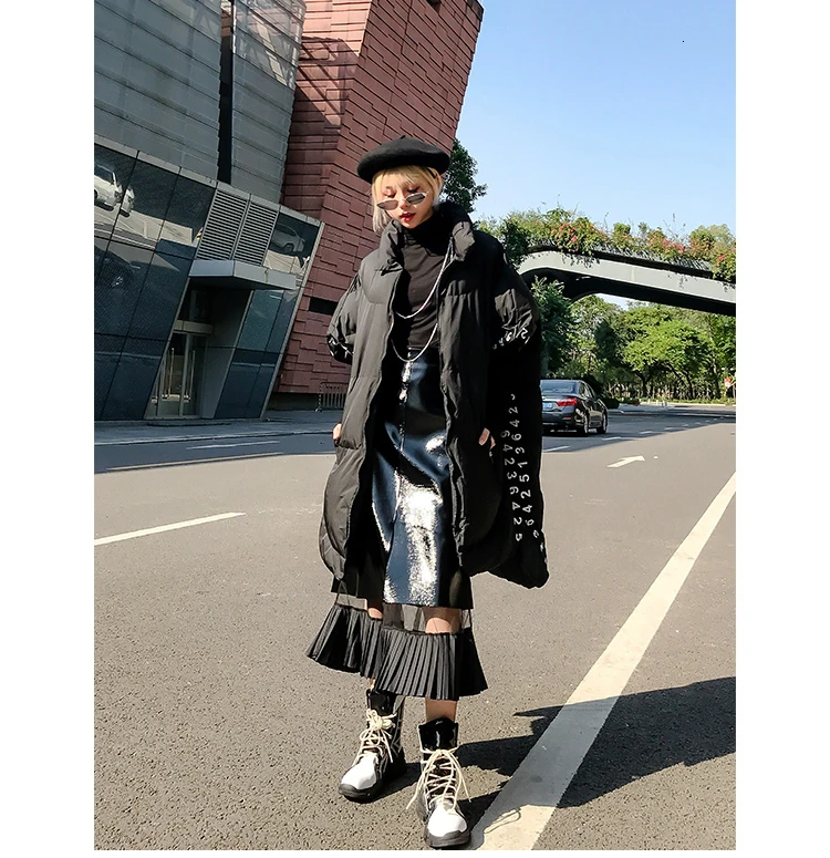 Harajuku See Through сетки Patchwork из искусственной кожи юбка женские, с высокой посадкой Mid длинные плиссированные юбки в стиле панк модная Юбка Femme Q110