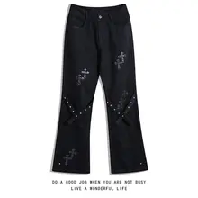 

High Street Men's Strap Pants Cross Cargo Pants Man Straight Loose Wide Leg Ins Casual Trousers Male Streetwear Motorcycle Pants